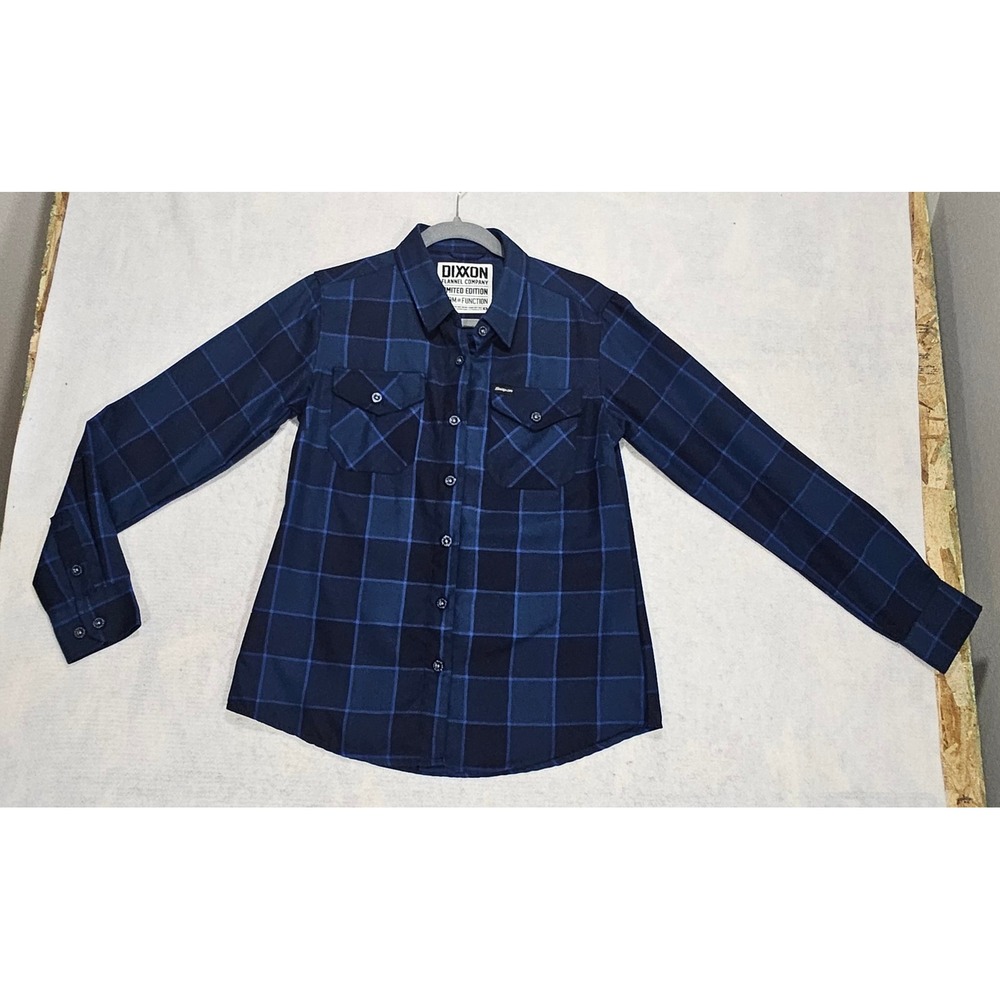 Dixxon Flannel Shirt Womens M Limited Edition Plaid Blue Long Sleeve Button Up